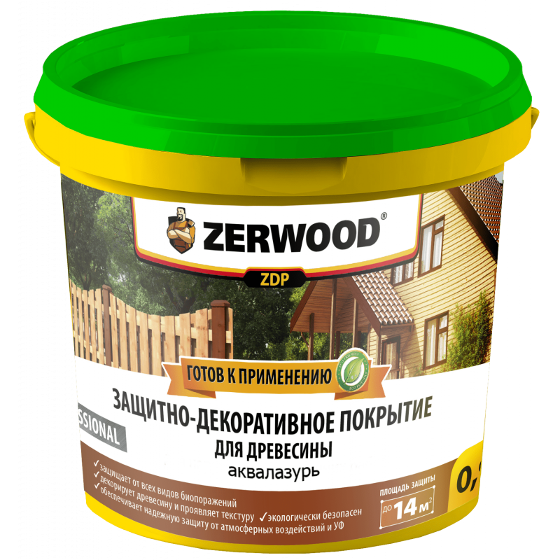 Защитно-декоративное покрытие ZERWOOD аквалазурь ZDP тик  0,9кг