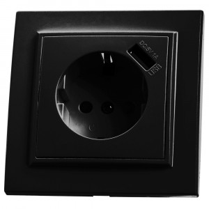 STEKKER Эрна роз. СУ 1 мест. земля 16А (шторки), USB (1А), черная PST16-9011-03 39480