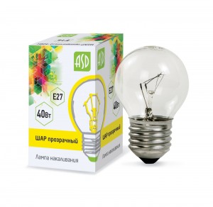 Лампа ASD Р45 Е27 40W шар прозрачный