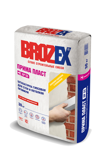 BROZEX" Штукатурная Смесь Прима Пласт GP55 ГИПСОВАЯ 3кг