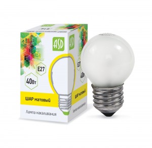 Лампа ASD Р45 Е27 40W шар матовый