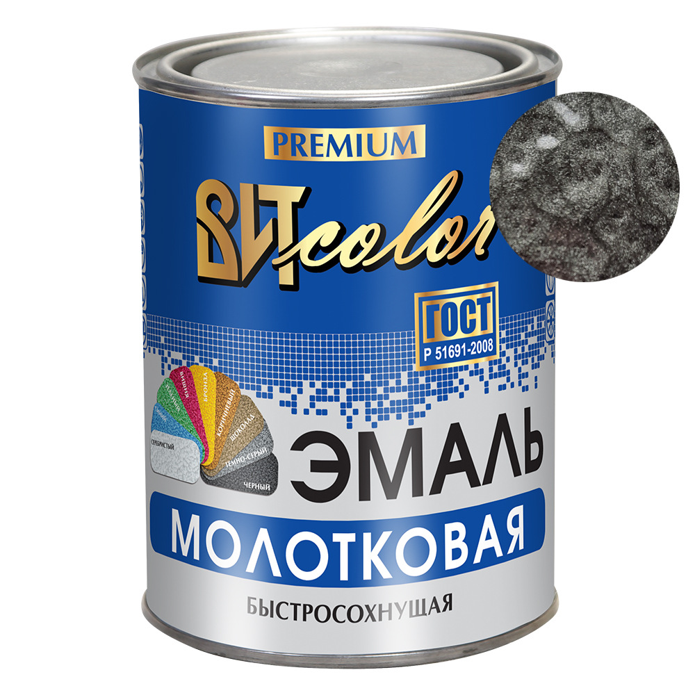 Эмаль с молотковым эффектом темносерая 0,8кг 