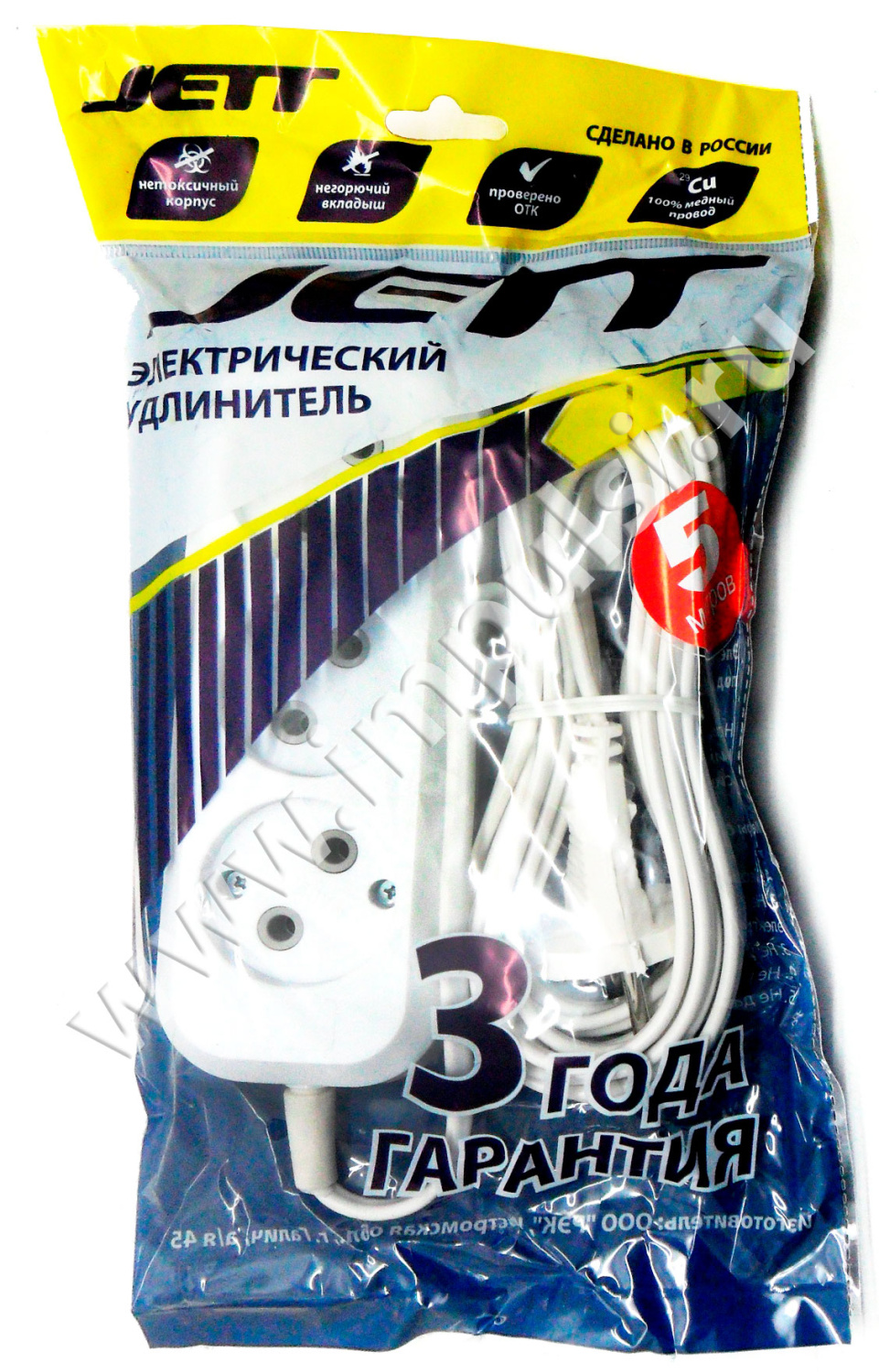 Сет. удл-ль Jett ШВВП 3 роз. 3м 6А белый РС-3 150-503