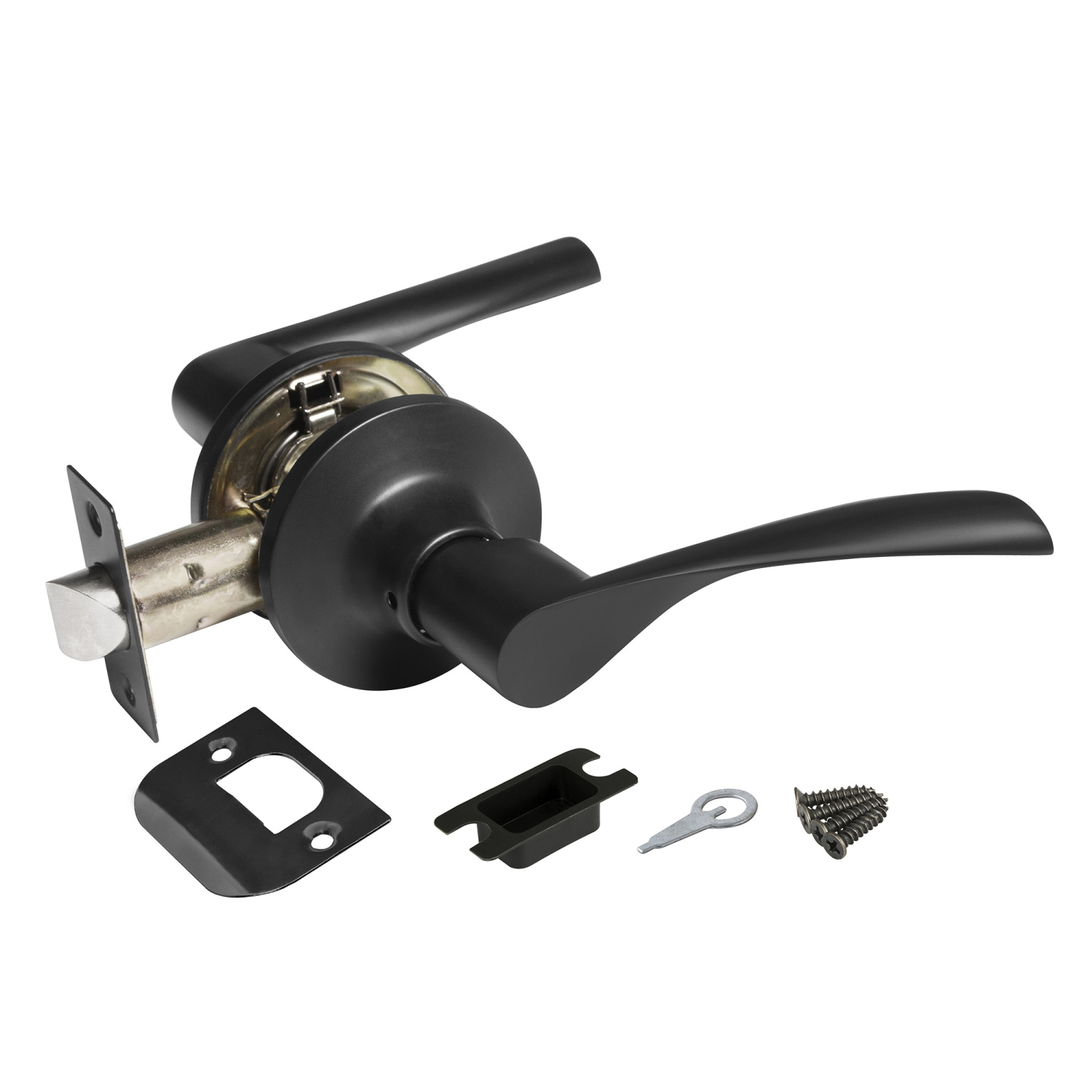 Ручка защелка DK610 BL-PS (6010 BL-P) без фик. черный 44451
