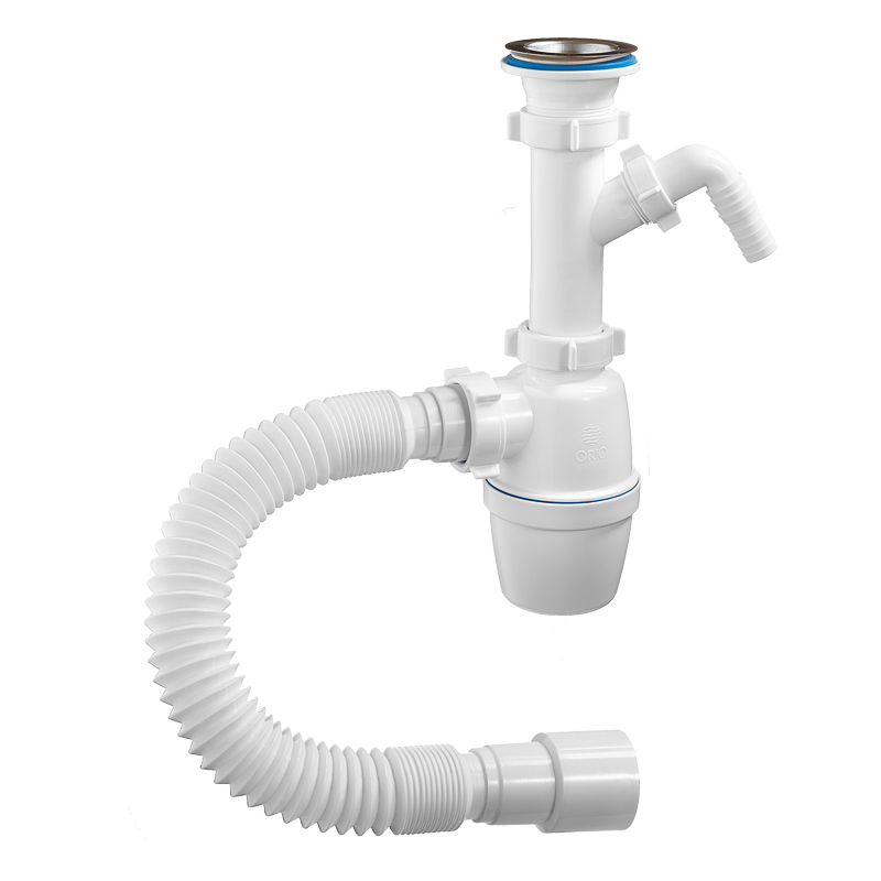 40059-А Орио Сифон бутылочный с гофрой 1 1/2"*40 с отводом