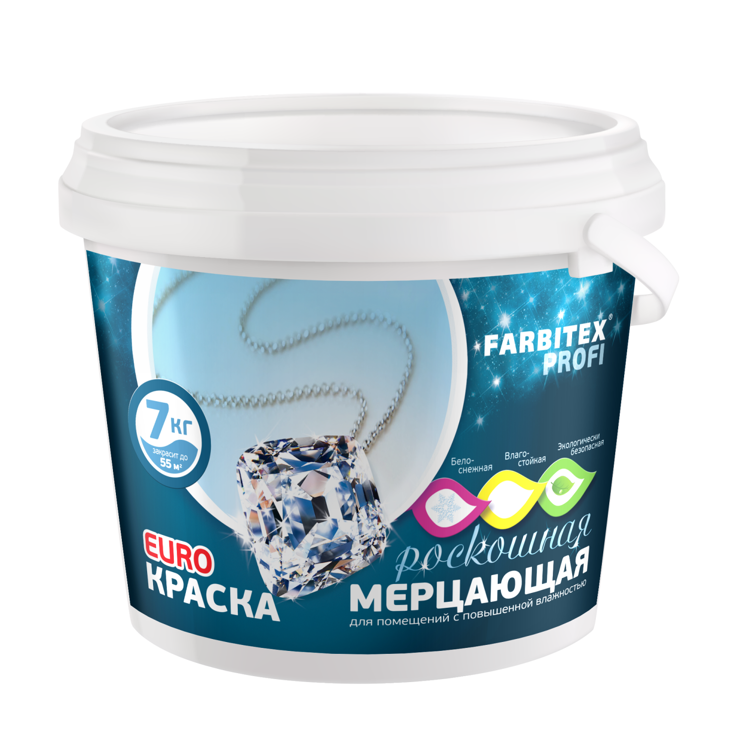 Краска акриловая влагостойкая мерцающая (3кг) FARBITEX ПРОФИ