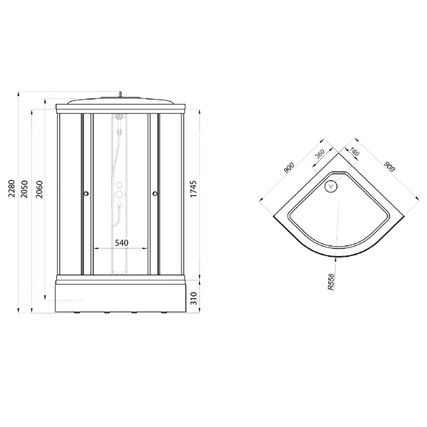Душевая кабина "Лайт 90*90 В" 1/4 круга, сред.подд., Градиент, белый, ДН4 Душевая кабина "Лайт 90*90 В" 1/4 круга, сред.подд., Градиент, белый, ДН4.