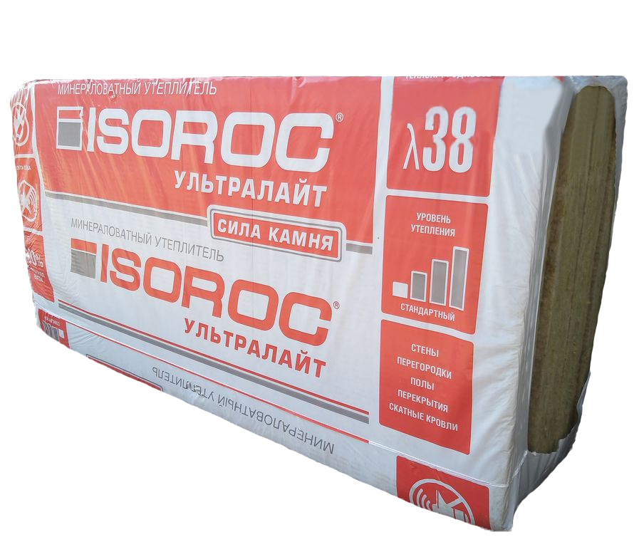 УТЕПЛИТЕЛЬ "ISOROC" Ультралайт 50*600*1000 (в уп 9шт =5,4м=0,27м3