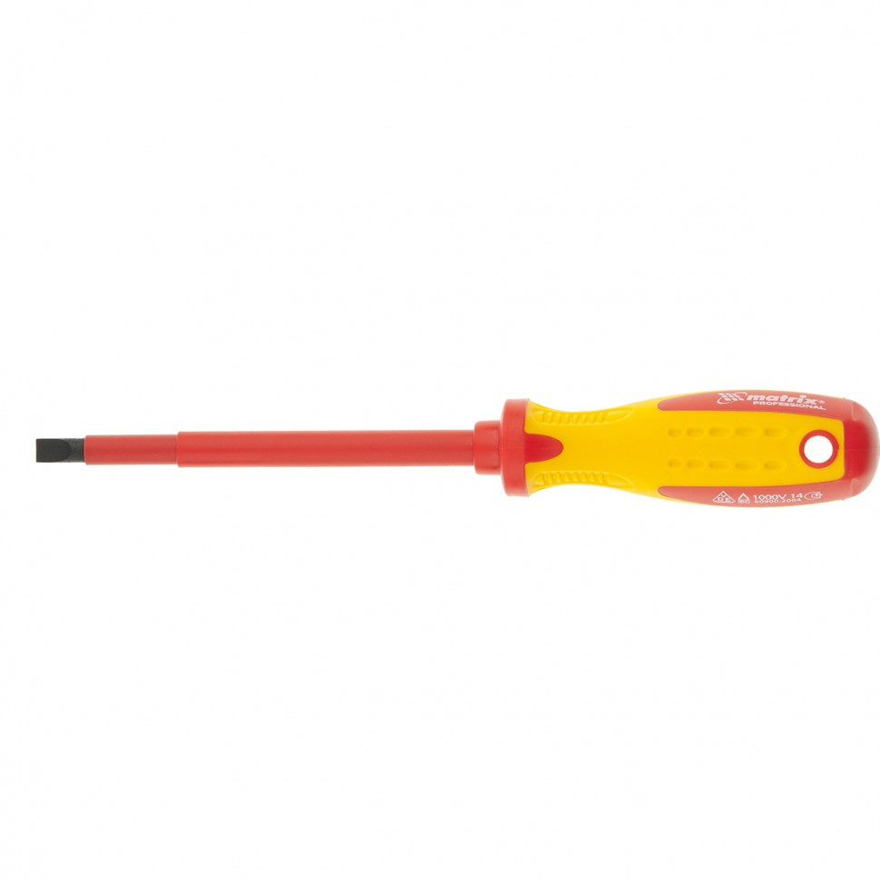 Отвертка Insulated, SL5.5 x 125 мм, CrMo, до 1000 В, двухкомп.рукоятка// MATRIX PROFESSIONAL