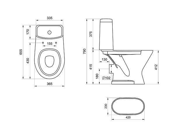 Унитаз-компакт "Грация" белый Унитаз-компакт "Грация" белый.
