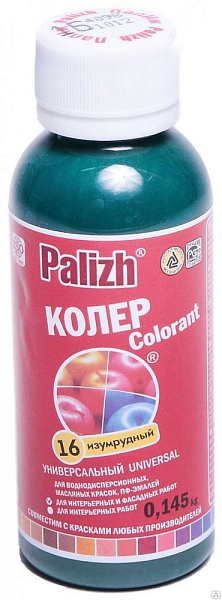 Колер.паста "Палитра" 0,1л №16 изумруд Колер.паста "Палитра" 0,1л №16 изумруд.