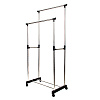 Вешалка напольная двойная, телескоп, на колёсах, металл, пластик, 80*42*80(160)см. 
