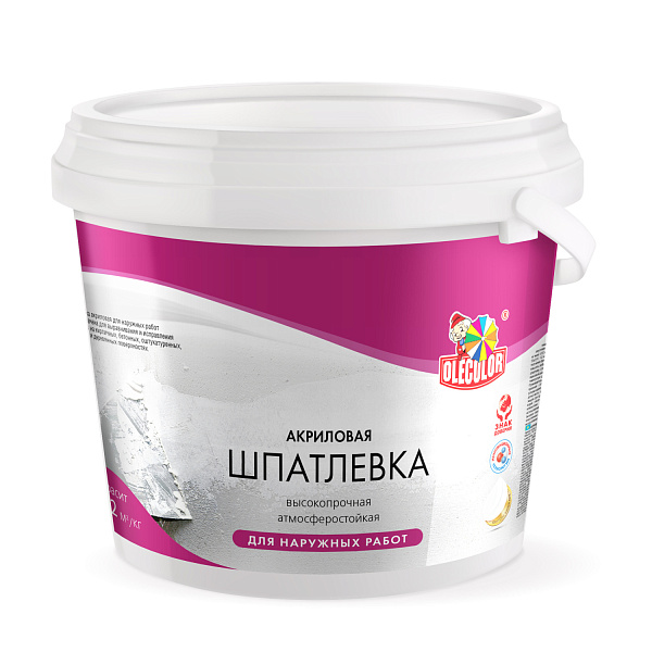 Шпатлевка акриловая для наружных работ (0,9 кг) OLECOLOR Шпатлевка акриловая для наружных работ (0,9 кг) OLECOLOR.